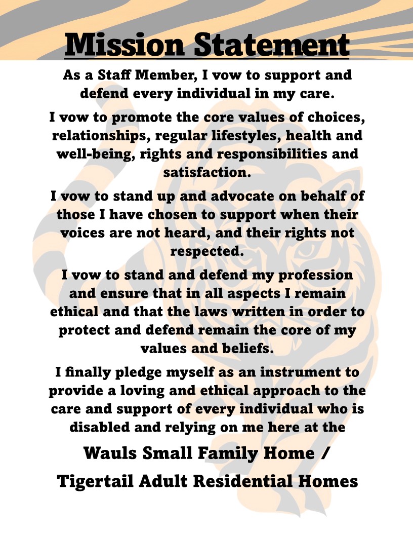 Wauls Homes mission statement poster